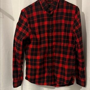 Banana Republic Red and Black Plaid Button-Down Shirt